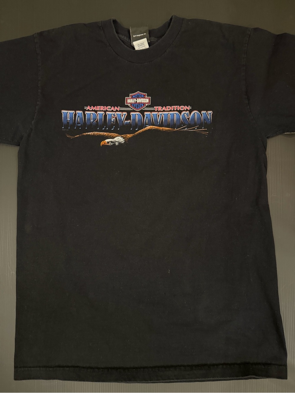 Harley-Davidson Black Tee with Blue Logo and Eagle